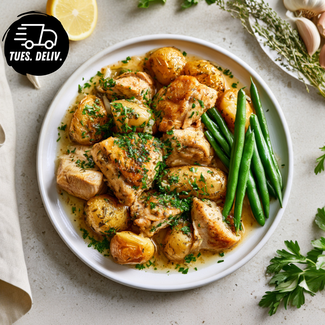 LEMON GARLIC CHICKEN AND GOLDEN POTATOES