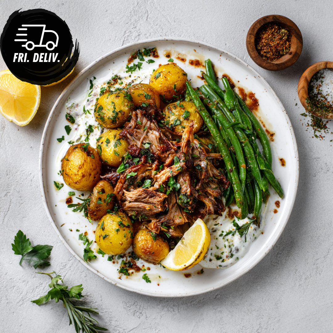 GREEK SLOW COOKED LAMB WITH LEMON POTATOES