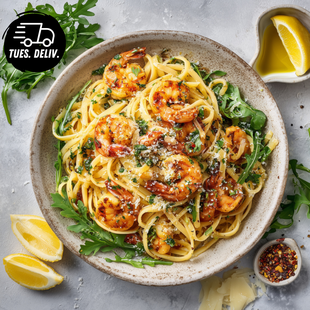 GARLIC LEMON PRAWN PASTA