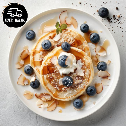 PROTEIN PANCAKES WITH BLUEBERRIES AND RICOTTA