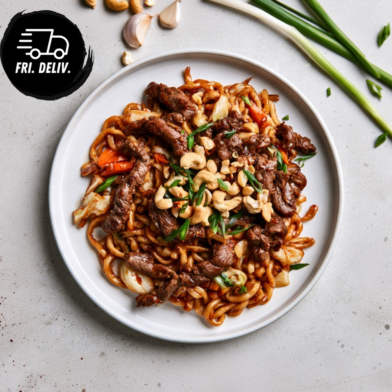 GARLIC CASHEW BEEF HOKKIEN NOODLES