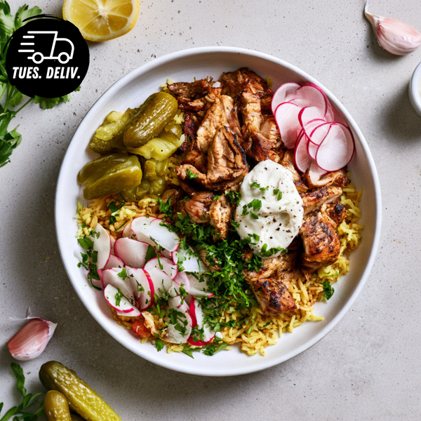 LEBANESE CHICKEN SHAWARMA AND GOLDEN RICE