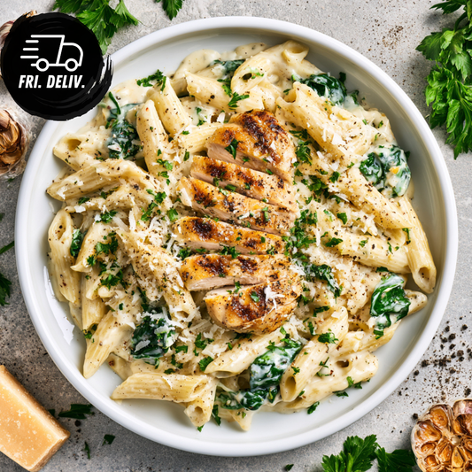 CREAMY ROAST GARLIC & PARMESAN CHICKEN PENNE