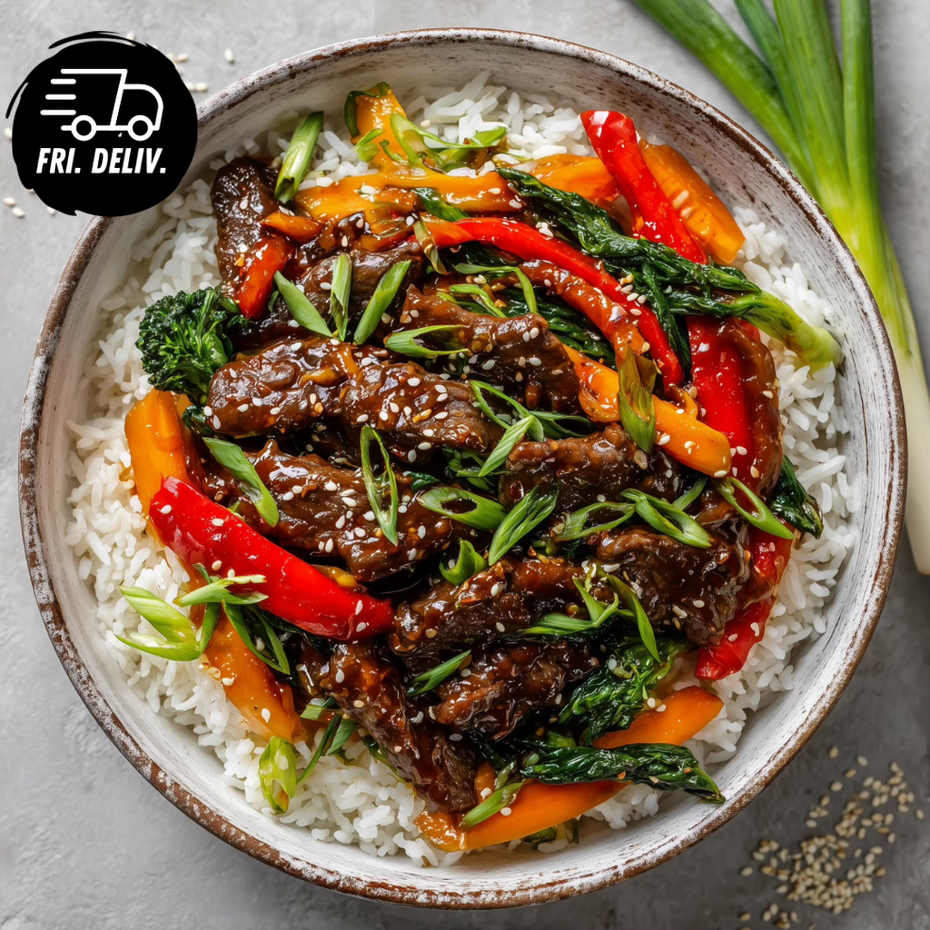 TERIYAKI BEEF BOWL WITH BASMATI RICE AND VEG