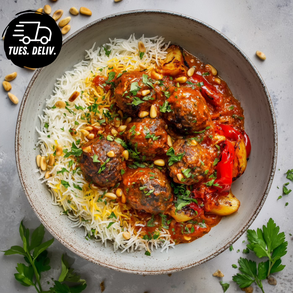 MIDDLE EASTERN TOMATO KOFTA BALLS WITH VERMICELLI RICE