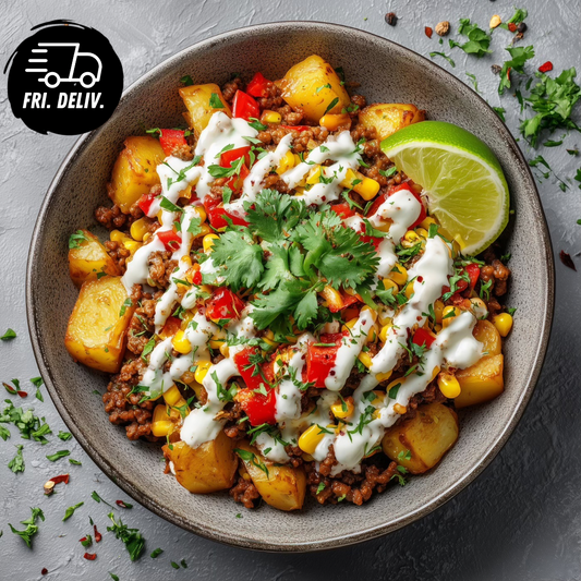 BEEF TACO POTATO BOWL.