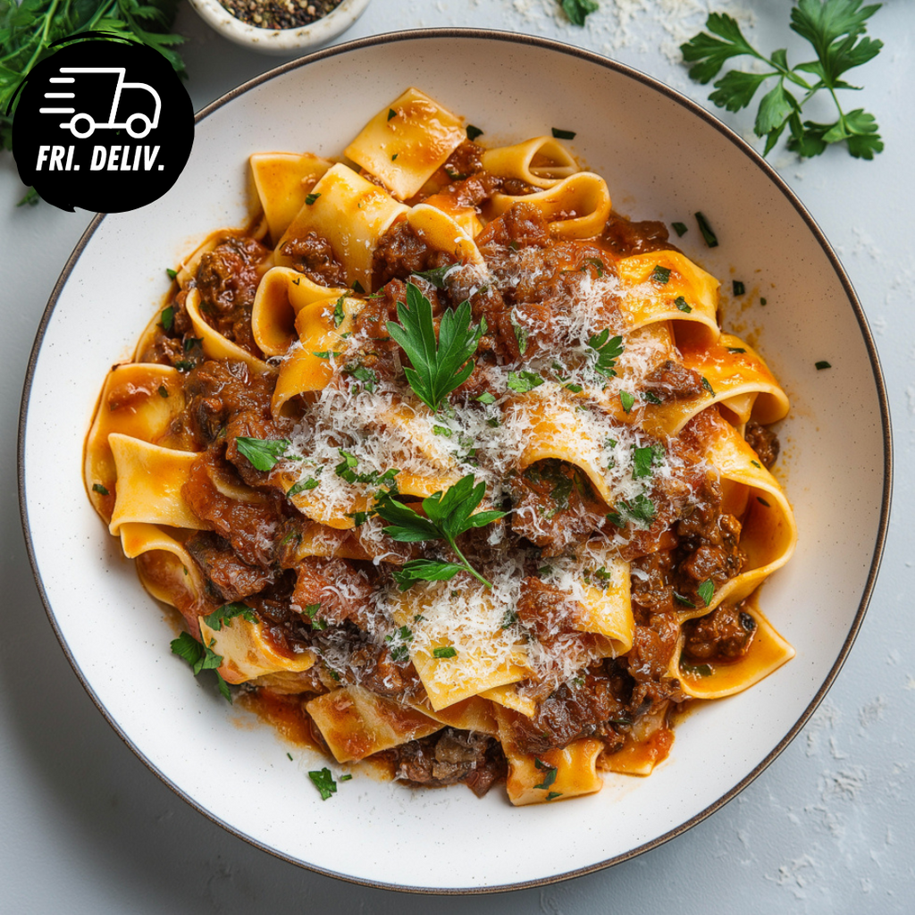 SLOW COOKED BEEF RAGU PASTA.