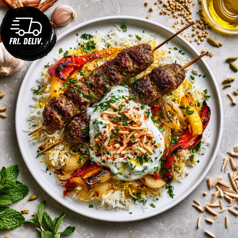 LEBANESE KEFTA WITH FRAGRANT RICE AND MINT YOGHURT