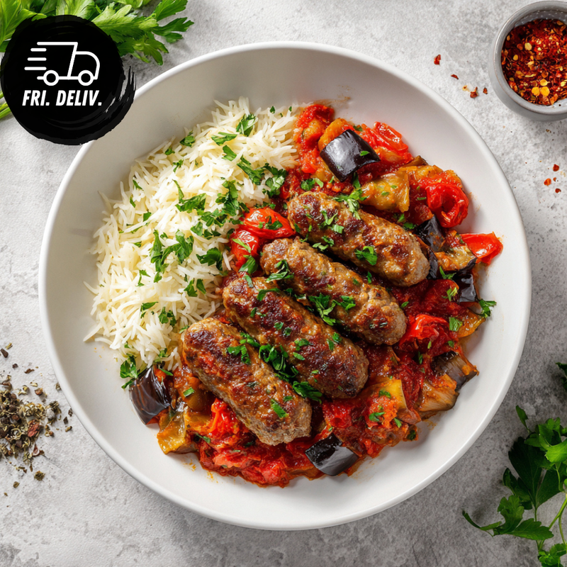 LEBANESE KEFTA & EGGPLANT TOMATO BAKE