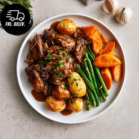 SLOW COOKED LAMB AND ROSEMARY ONION GRAVY.