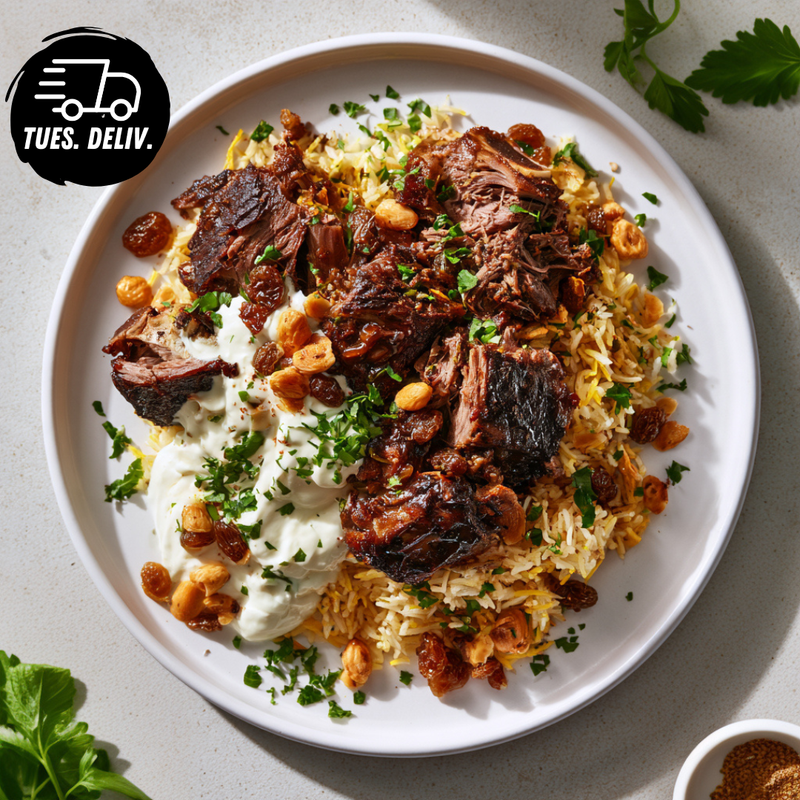 SLOW COOKED LAMB SHOULDER AND SAFFRON ALMOND RICE