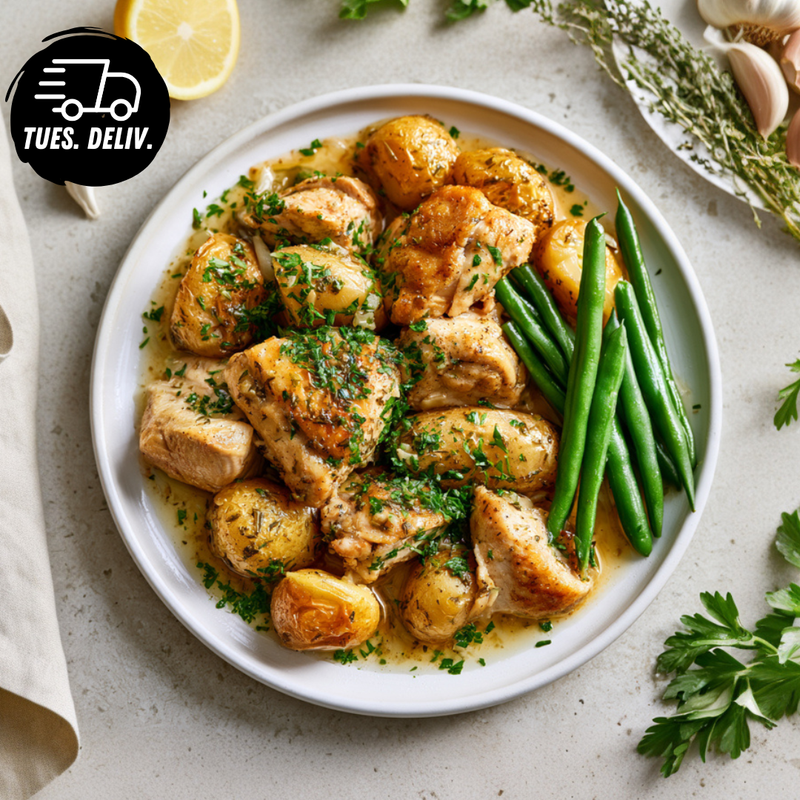 LEMON GARLIC CHICKEN AND GOLDEN POTATOES