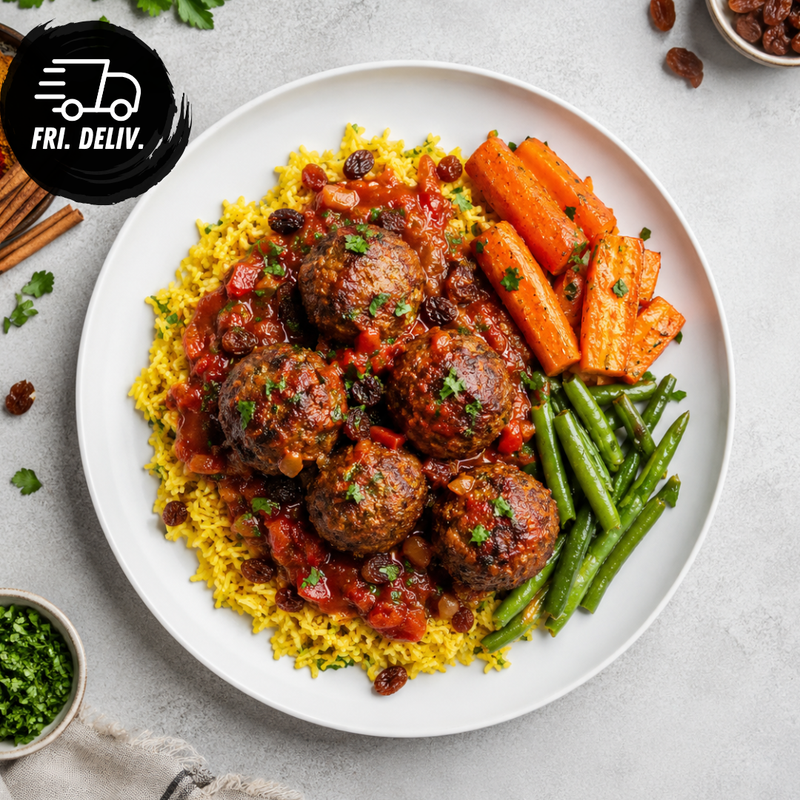 MOROCCAN KEFTA BALLS WITH SAFFRON RICE