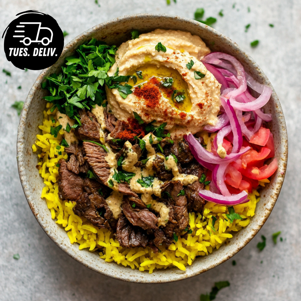 BEEF SHAWARMA HOMMUS POWER BOWL.