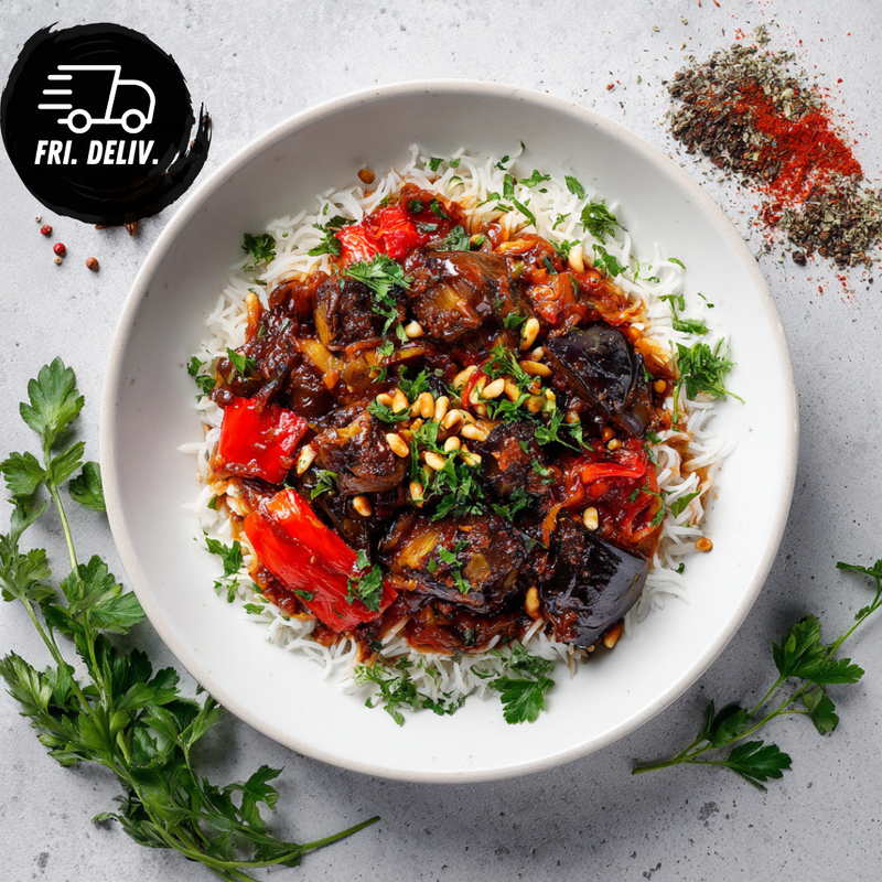 LEVANTINE SPICED BEEF WITH CHARRED EGGPLANT