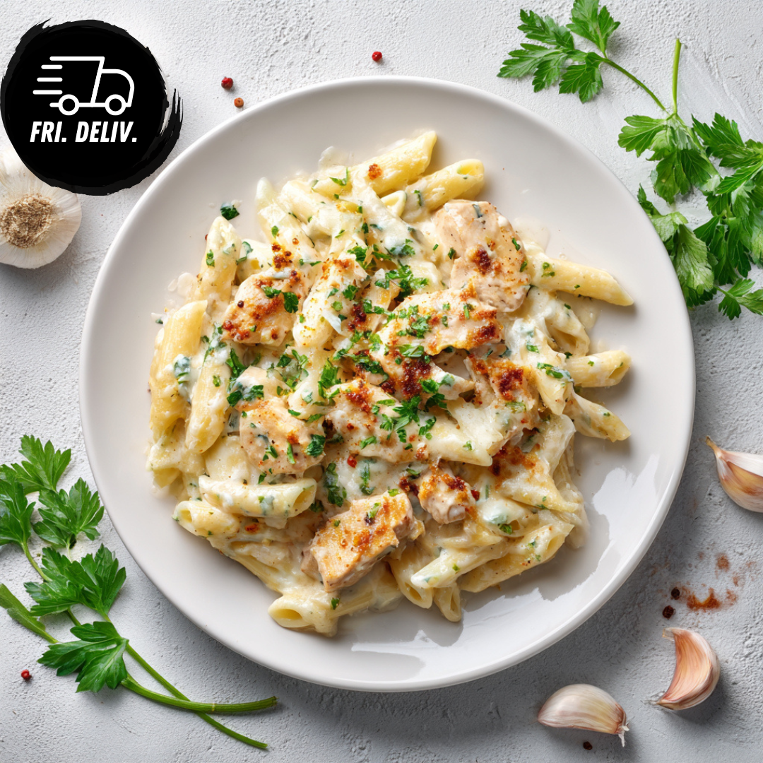 CREAMY GARLIC PARMESAN CHICKEN PENNE
