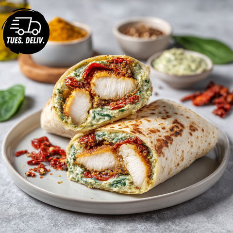 CRISPY CHICKEN PESTO PARMESAN WRAP.