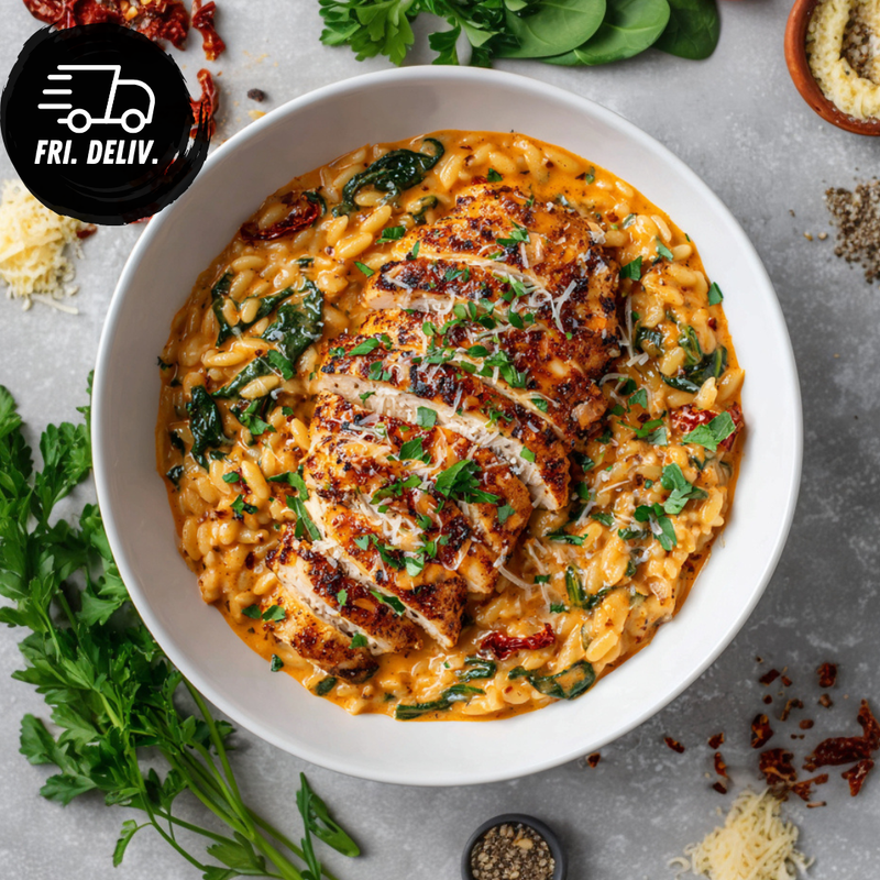 CREAMY SUNDRIED TOMATO CHICKEN RISONI