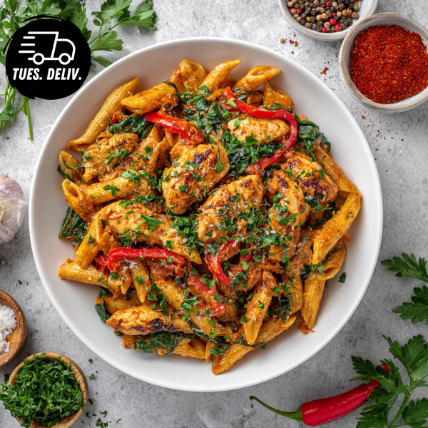 MEDITERRANEAN CHICKEN PESTO ROSSO PENNE