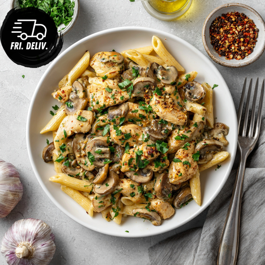 CHICKEN STROGANOFF PENNE