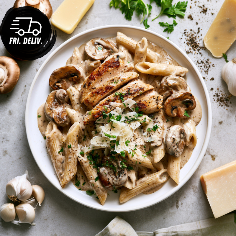 CHICKEN STROGANOFF WITH HERBED MUSHROOMS