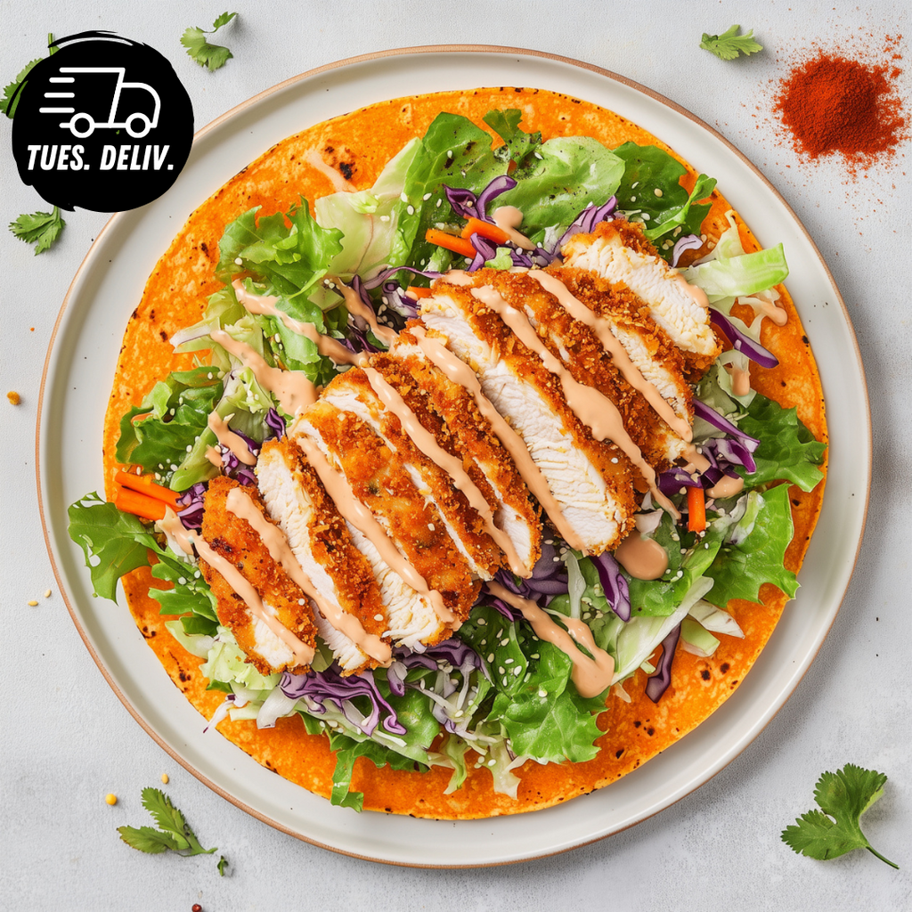 CRUMBED PORTUGUESE CHICKEN WRAP WITH SLAW